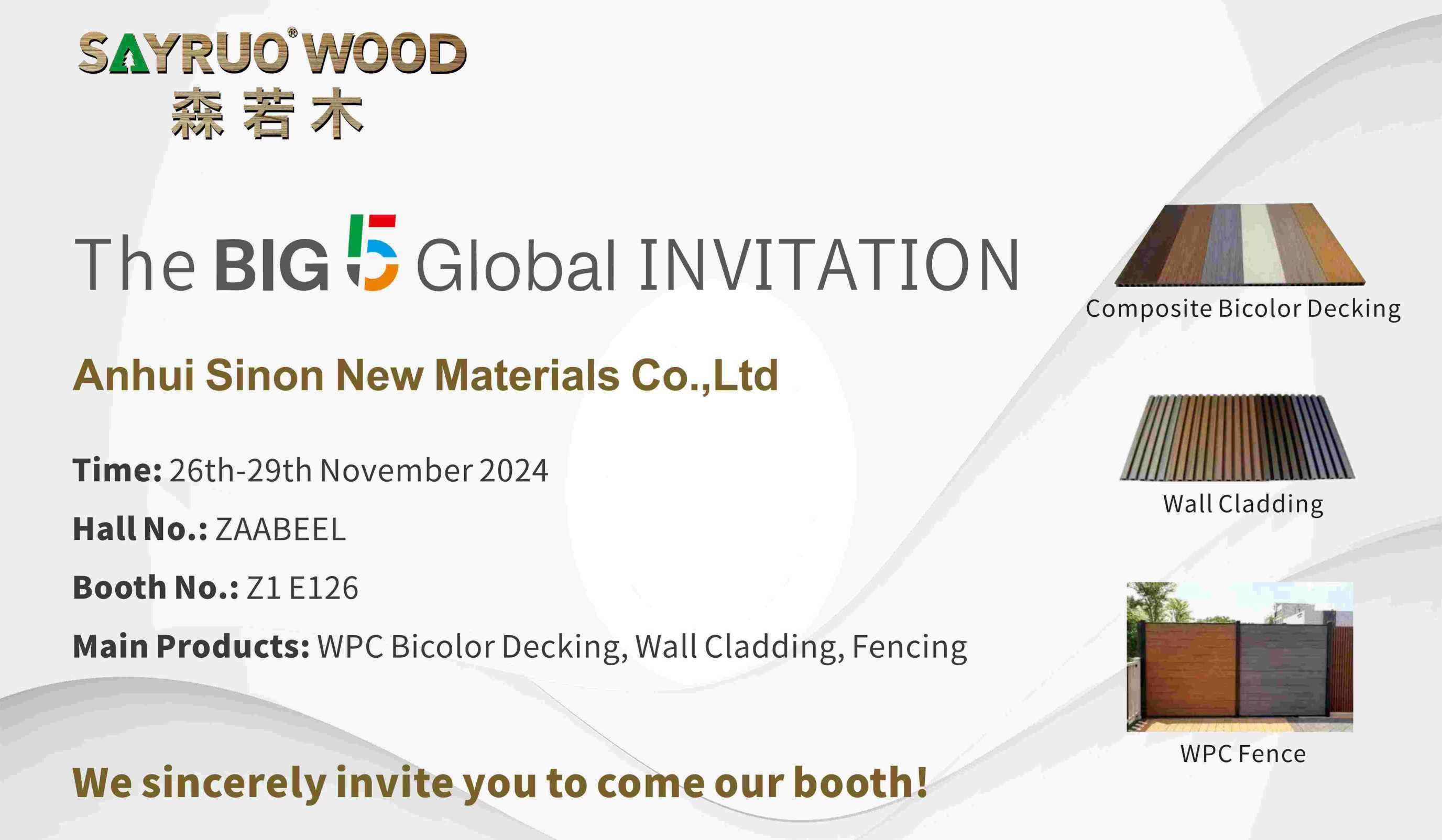 Meet Sayruo wood on The Big 5 Dubai 2024 in HALL: ZAABEEL​​, booth: Z1 E126 on 26th to 29th November